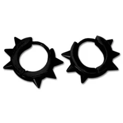 Klapp-creolen|Klapp-creolen|Elfen Schmuck Gothic Klapp-Creolen mit Spikes Edelstahl schwarz