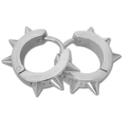 Klapp-creolen|Klapp-creolen|Elfen Schmuck Gothic Klapp-Creolen mit Spikes Edelstahl silber