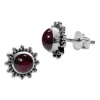 Ohrstecker|Edelstein Ohrringe|Elfen Schmuck Granat Ohrstecker Sonne filigran 8 mm 925 Silber