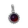 Anhänger Für Damen|Edelstein Anhänger In Silber|Elfen Schmuck Granat Sonne filigraner Anhänger geschwärzt 925 Silber