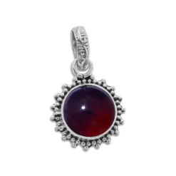 Anhänger Für Damen|Edelstein Anhänger In Silber|Elfen Schmuck Granat Sonne filigraner Anhänger geschwärzt 925 Silber