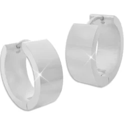 Klapp-creolen|Klapp-Creolen|Elfen Schmuck Große breite Edelstahl Creolen glänzend 20 x 7 mm