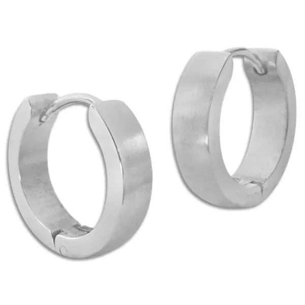 Klapp-creolen|Klapp-Creolen|Elfen Schmuck Große mattierte Edelstahl Creolen 20 x 4 mm gewölbt