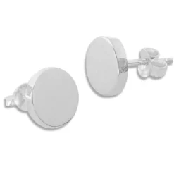 Ohrstecker|Ohrstecker|Elfen Schmuck Große Ohrstecker rund glänzend 9 mm 925 Silber