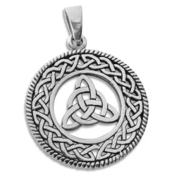 Anhänger Für Herren|Silber Anhänger|Elfen Schmuck Großer Anhänger mit Triquetra im keltischen Kreis 925 Silber