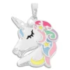 Anhänger Für Kinder|Silber Anhänger|Elfen Schmuck Großer bunter Einhorn Anhänger mit Zirkonia 925 Silber