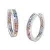 Klapp-creolen|Silber Klapp-Creolen|Elfen Schmuck Große Regenbogen Creolen mit vielen bunten Steinen 925 Silber