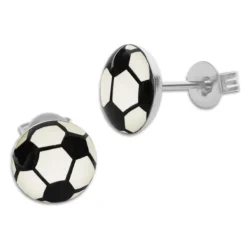 Ohrstecker|Ohrstecker|Elfen Schmuck Große runde Fußball Ohrstecker Edelstahl 10 mm