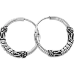 Creolen|Creolen|Elfen Schmuck Große verzierte Gothic Creolen 925 Silber 20 mm