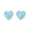 Ohrstecker|Silber Ohrstecker|Elfen Schmuck Hellblaue Herz Ohrstecker mit Glitzer 925 Silber