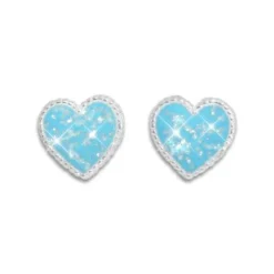 Ohrstecker|Silber Ohrstecker|Elfen Schmuck Hellblaue Herz Ohrstecker mit Glitzer 925 Silber