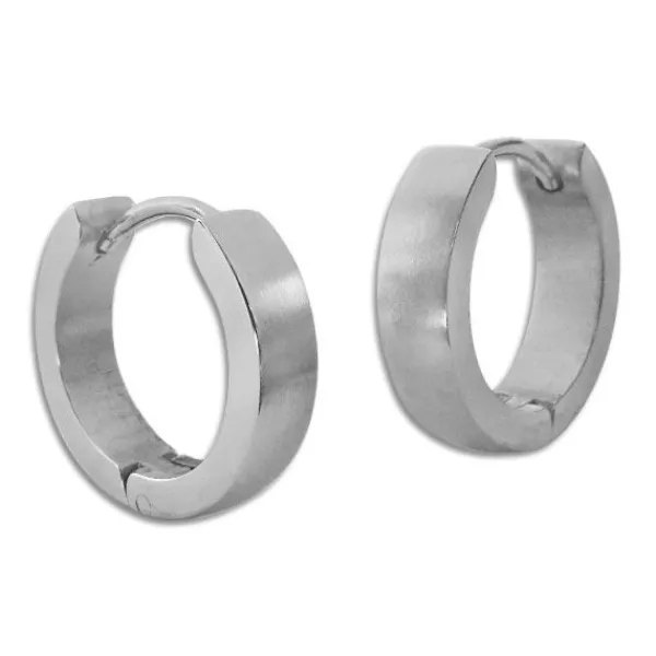 Klapp-creolen|Klapp-Creolen|Elfen Schmuck Herren Ohrringe Edelstahl Creolen mattiert 16 x 4 mm gewölbt