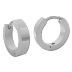Klapp-creolen|Klapp-Creolen|Elfen Schmuck Herrenohrringe Edelstahl Creolen 16 x 4 mm matt