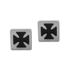 Ohrstecker|Ohrstecker|Elfen Schmuck Herren Ohrstecker Edelstahl Eisernes Kreuz schwarz