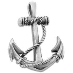 Anhänger Für Herren|Silber Anhänger|Elfen Schmuck Herrenschmuck Anker mit Seil Anhänger 925 Silber