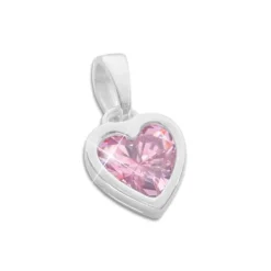 Anhänger Für Kinder|Silber Anhänger|Elfen Schmuck Herz Anhänger rosa Zirkonia 925 Silber