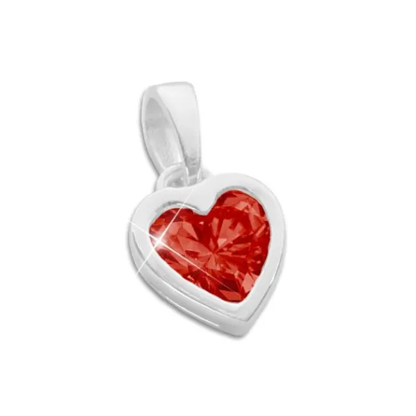 Anhänger Für Kinder|Silber Anhänger|Elfen Schmuck Herz Anhänger roter Zirkonia 925 Silber