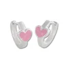 Klapp-creolen|Silber Klapp-Creolen|Elfen Schmuck Herz Creolen für Kinder rosa 925 Silber