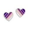Ohrstecker|Silber Ohrstecker|Elfen Schmuck Herz Ohrstecker mit Streifen lila 925 Silber