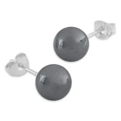 Ohrstecker|Edelstein Ohrringe|Elfen Schmuck Hämatit Ohrstecker Blutstein 8 mm 925 Silber