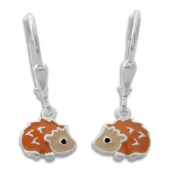 Ohrhänger|Silber Ohrhänger|Elfen Schmuck Igel Ohrringe mit Klapp-Brisur lackiert 925 Silber