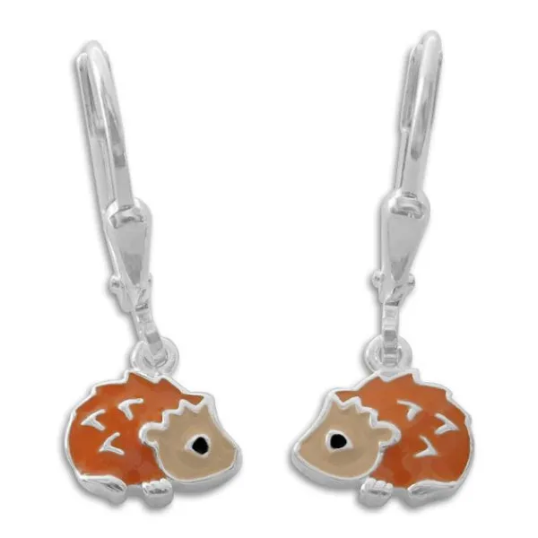 Ohrhänger|Silber Ohrhänger|Elfen Schmuck Igel Ohrringe mit Klapp-Brisur lackiert 925 Silber