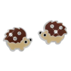 Ohrstecker|Silber Ohrstecker|Elfen Schmuck Igel Ohrstecker mit Kristallen 925 Silber