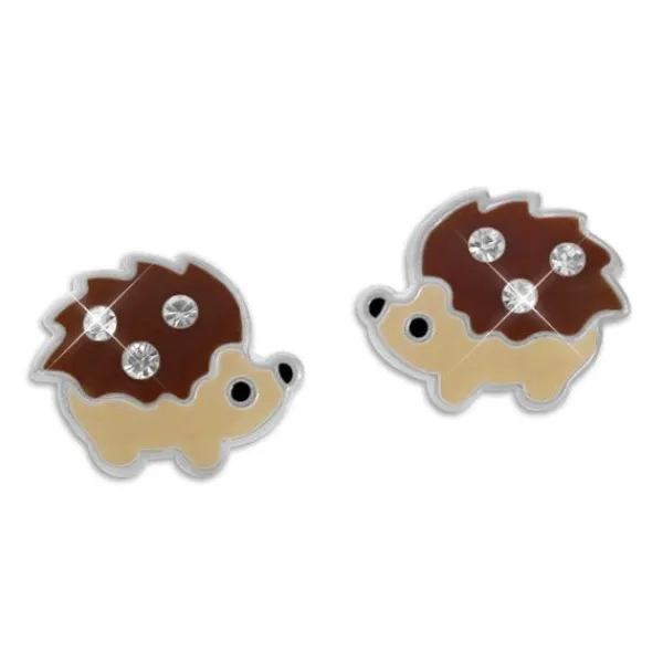 Ohrstecker|Silber Ohrstecker|Elfen Schmuck Igel Ohrstecker mit Kristallen 925 Silber