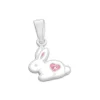 Anhänger Für Kinder|Silber Anhänger|Elfen Schmuck Kaninchen Anhänger mit rosa Herz und Strass Stein 925 Silber