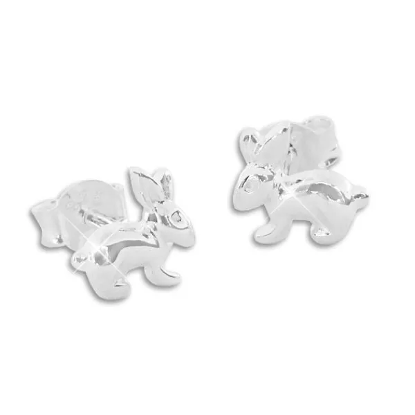 Ohrstecker|Silber Ohrstecker|Elfen Schmuck Kaninchen Ohrstecker 7 x 8 mm 925 Silber