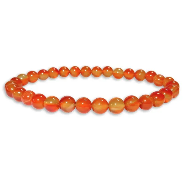 Damenarmbänder|Kugelarmbänder|Elfen Schmuck Karneol Achat Kugel Armband orange rot hell 6 mm 19 cm