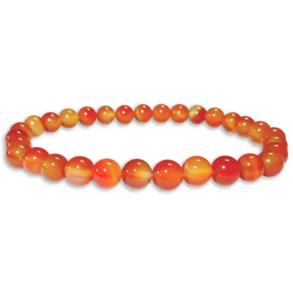 Damenarmbänder|Kugelarmbänder|Elfen Schmuck Karneol Kugel Armband hell orange rot 6 mm 19 cm