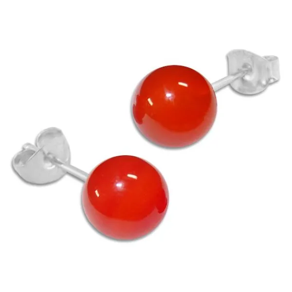 Ohrstecker|Edelstein Ohrringe|Elfen Schmuck Karneol Ohrstecker 8 mm 925 Silber