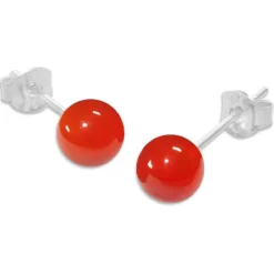 Ohrstecker|Edelstein Ohrringe|Elfen Schmuck Karneol Ohrstecker 6 mm 925 Silber