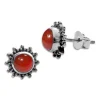 Ohrstecker|Edelstein Ohrringe|Elfen Schmuck Karneol Ohrstecker Sonne filigran 8 mm 925 Silber