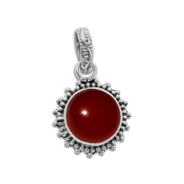 Anhänger Für Damen|Edelstein Anhänger In Silber|Elfen Schmuck Karneol Sonne filigraner Anhänger geschwärzt 925 Silber