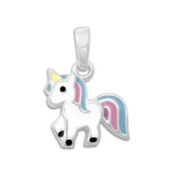 Anhänger Für Kinder|Silber Anhänger|Elfen Schmuck Kinder Anhänger mit Einhorn blau rosa lila 925 Silber