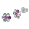 Ohrstecker|Silber Ohrstecker|Elfen Schmuck Kinder Blumen Ohrstecker mit bunten Pastell Kristallen 925 Silber