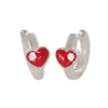 Klapp-creolen|Silber Klapp-Creolen|Elfen Schmuck Kinder Creolen Herz rot mit Zirkonia 11 mm 925 Silber