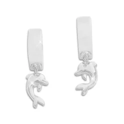 Klapp-creolen|Silber Klapp-Creolen|Elfen Schmuck Kindercreolen mit Delphin Anhängern 925 Silber