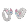 Klapp-creolen|Silber Klapp-Creolen|Elfen Schmuck Kindercreolen mit Schmetterlingen rosa und blau 925 Silber