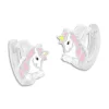 Klapp-creolen|Silber Klapp-Creolen|Elfen Schmuck Kinder Einhorn Klapp-Creolen mit Zirkonia Strass Steinen 925 Silber