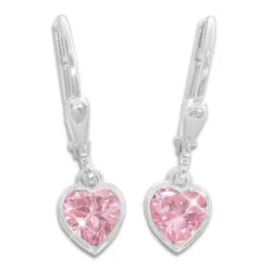 Ohrhänger|Silber Ohrhänger|Elfen Schmuck Kinder Herz Ohrringe hängend rosa 925 Silber