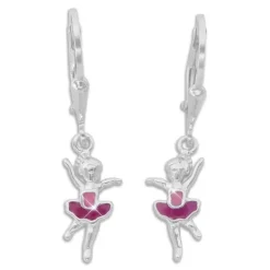 Ohrhänger|Silber Ohrhänger|Elfen Schmuck Kinder Ohrringe Ballerina lackiert 925 Silber