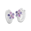Klapp-creolen|Silber Klapp-Creolen|Elfen Schmuck Kinderohrringe Creolen mit Blumen lila 925 Silber