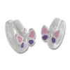 Klapp-creolen|Silber Klapp-Creolen|Elfen Schmuck Kinderohrringe Creolen mit Schmetterlingen in rosa und lila 925 Silber