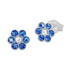 Ohrstecker|Silber Ohrstecker|Elfen Schmuck Kinder Ohrringe Kristall Blume dunkel blau und weiß 925 Silber