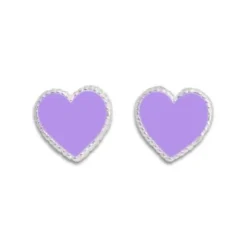 Ohrstecker|Silber Ohrstecker|Elfen Schmuck Kinder Ohrringe lila Herz Ohrstecker 925 Silber