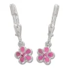Ohrhänger|Silber Ohrhänger|Elfen Schmuck Kinder Ohrringe mit Blumen rosa 925 Silber