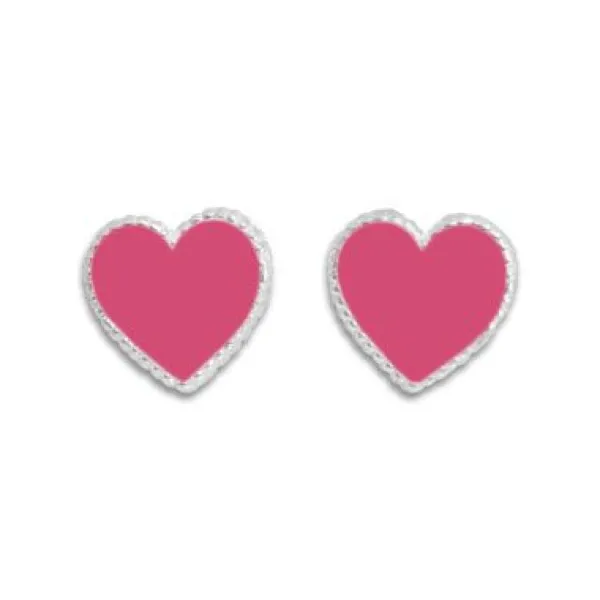 Ohrstecker|Silber Ohrstecker|Elfen Schmuck Kinder Ohrringe pinke Herz Ohrstecker 925 Silber